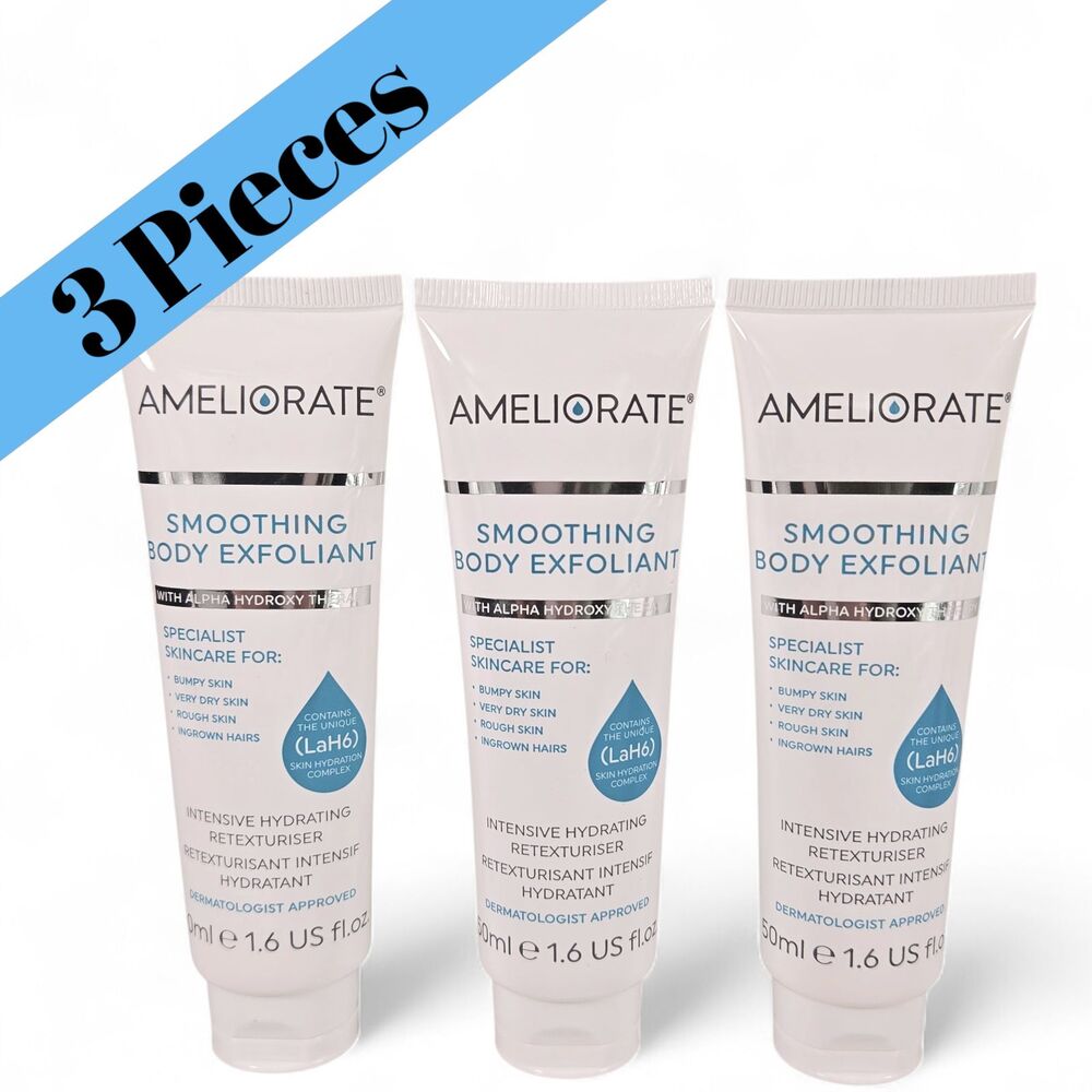 3X Ameliorate Smoothing Body Exfoliant Body Scrub 50ml Lot of 3 Alpha Hydroxy